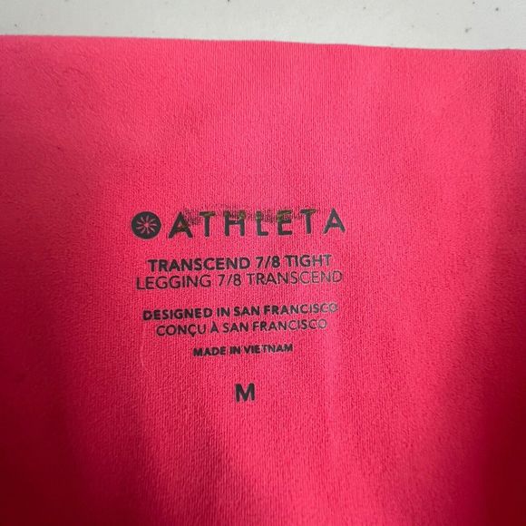 Athleta Womens Pink Mid Rise Transcend 7/8 Tight Medium - Picture 7 of 7